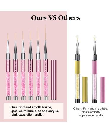Saviland Nail Art Liner Brush Set - 6-Piece Rose Gold Nail Design Tool for Precision Liner Art & French Manicure - Buy Online on SooperMarket.com