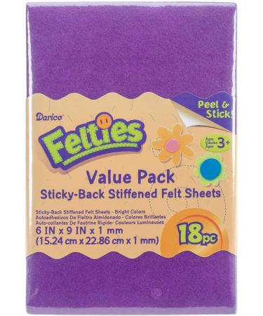 Darice Assorted Felties Stiff Felt Sticky Backs Bright Colors - 18 Sheets, 6x9 - Perfect for Kids Crafts, Costumes, and Classroom Projects - Buy Online on SooperMarket.com