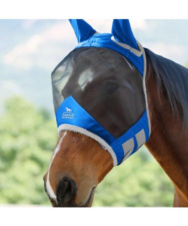 Harrison Howard Pro Luminous Horse Fly Mask Standard with Ears UV Protection - Large Full Size, Signature Blue - Buy Online on SooperMarket.com