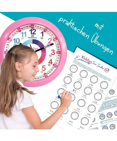 Kiddus Analog Wall Clock for Kids - Easy Time Learning with Exercises | Blue 21cm - Perfect for Boys & Girls - Buy Online on SooperMarket.com