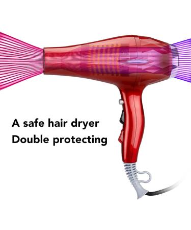 BTSEURY 1600 1800w Hair Dryer High Power Low Noise Fast Drying Professional Blow Dryer for Home Salon US Plug 110V (Chinese Red) US Plug 110V Chinese Red - Buy Online on SooperMarket.com