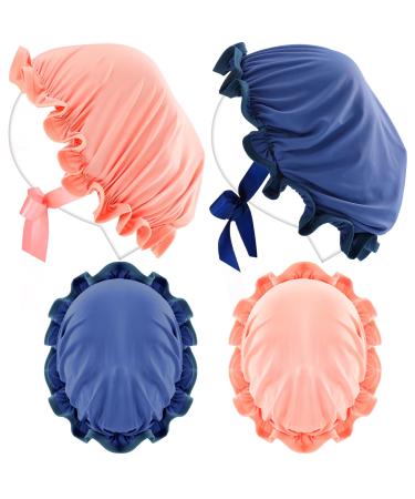 4 Pieces UV Protection Tanning Face Cover Face Tanning Mask Tanning Hair Cap Protective Hair Bonnet for Women Girls Salon  Blue and Pink  5.91 x 4.33 Inches