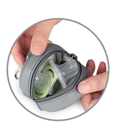 Harayaa Pacifier Holder with Clip & Bag | Gray Pacifier Pendant for Strollers & Diaper Bags | Store 2 Pacifiers - Buy Online on SooperMarket.com