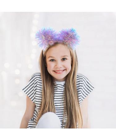 minkissy Foil Strips Pom Pom Headband Tinsel Pompom Ball Head Bopper Fluffy Ball Hair Loop Cosplay Hair Accessories for Christmass New Year Birthday Party Favors Purple - Buy Online on SooperMarket.com