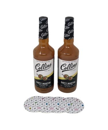 Lara's Gourmet Passions Collins Dirty Martini Cocktail Mix - 2 Pack (32 fl oz each) with Free 4-Count Coasters - Buy Online on SooperMarket.com