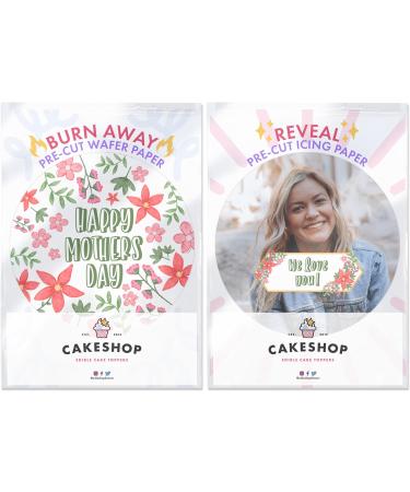 Cakeshop Mothers Day Burn Away Edible Cake Edible Topper Pack | 1 x Icing sheet & 1 x Wafer Sheet | Personalise With Your Custom Image & Text for Mothers Day | Multiple Shapes & Sizes to Choose Prime - Buy Online on SooperMarket.com