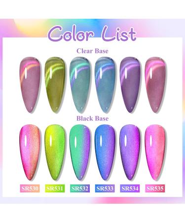 MEET ACROSS Glass Cat Eye Gel Polish Set - Colorful Magnetic UV Nail Polish for DIY Manicure | Soak Off Transparent Gel Kit - Buy Online on SooperMarket.com