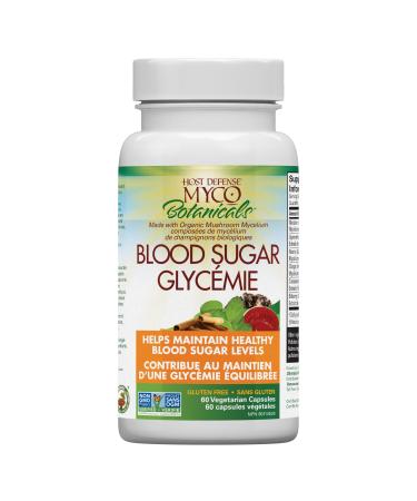 Host Defense MycoBotanicals Blood Sugar with Reishi Chaga Maitake Mushroom Complex Gymnema Sylvestre Cinnamon Bilberry - Mushroom Blend for Healthy Blood Sugar Glucose Balance Control Support Supplements - 60 Capsules - Mushroom Supplements
