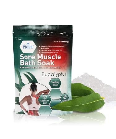 Medpride Epsom Bath Salts with Eucalyptus Essential Oil for Pain Relief - Real Body Care Salt Soak for Faster Muscle Recovery and Joint Health - Pure Moisturizing Soaking Salts for Men & Women 19.2oz