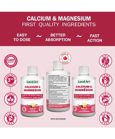 Liquid Calcium Magnesium Formula with Vitamin D Vitamin E and Zinc - Maintain Healthy and Stronger Bones - 500ml - Vanilla Spearmint Flavor - Non-GMO Gluten Free Sugar Free - Made in Canada - Buy Online on SooperMarket.com