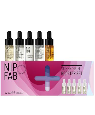 Nip+Fab Gift Set Super Skin Booster Set 5 Skin-Boosting Concentrates: Retinol Hyaluronic Ceramide Glycolic and Vitamin C Complex Skin Care Christmas Gift Super Skin Booster Set