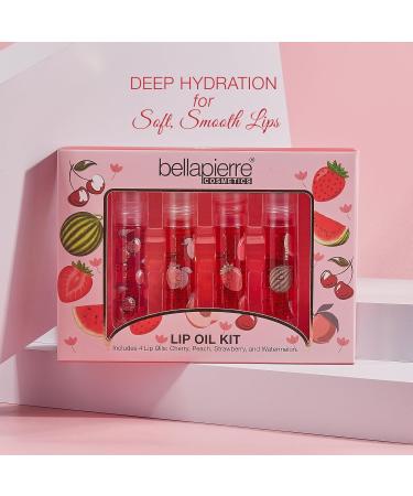 Bellapierre Cosmetics 4-Piece Natural Lip Oil Kit | Moisturizing Fruit-Flavored Lip Gloss Set with Rollerball Applicator | Shop Internationally - Buy Online on SooperMarket.com