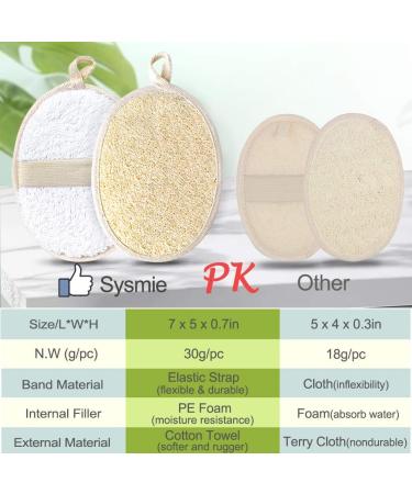 3 Packs Exfoliating Loofah Sponge Pads | Large 5x7 | 100% Natural Luffa and Terry Cloth | Premium Scrubber Body Glove for Men and Women | Ideal for Bath Spa and Shower - Buy Online on SooperMarket.com