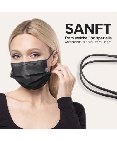 HARD 50 Disposable Face Masks Made in Germany | Type II & CE Certified | Triple Layer Filtration | Breathable & Elastic Earloops | Black 50pc - Adults - Buy Online on SooperMarket.com
