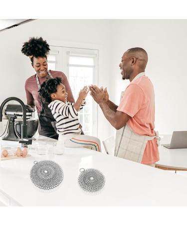 2 Packs Stainless Steel Scrubber 4" and 6" Chainmail Scrubber for Cast Iron Pans Round Reusable Cast Iron Cleaner for Oven Wok Cleaning Cast Iron Scrubber - Buy Online on SooperMarket.com