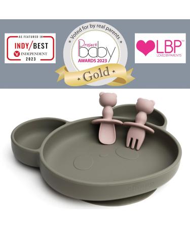 Chomp Suction Plate and Cutlery Set - Spiced Orange | Baby Weaning Gift Set | Dishwasher Safe Silicone Tableware - Buy Online on SooperMarket.com