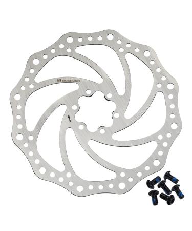 Boenoea Bicycle Disc Brake Rotor 140mm 160mm 180mm 203mm Bike Rotors with 6 Bolts for MTB Mountain Road Bikes BMX 1.Silver 140mm