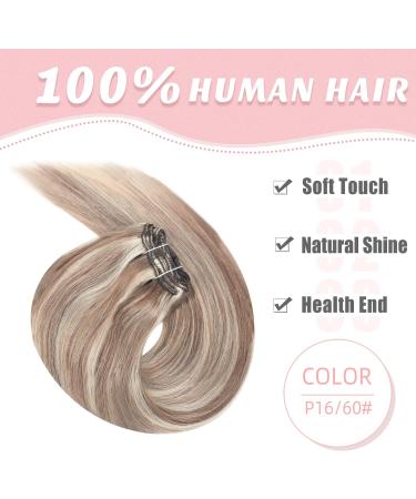 Vlasy Clip in Hair Extensions Human Hair 14 Inch (70 g) P16/60# - Seamless & Natural Thick Weft for Women - Buy Online on SooperMarket.com