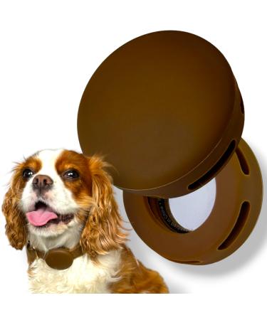 moosh Silicone Airtag Holder for Dogs and Cats | Perfect for Pet Trackers | Safe & Stylish Brown