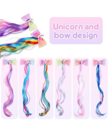 6 Colors Unicorn Bow Clips with Glitter Butterfly Hair Extensions - Princess Dress Up Headdress for Girls - Buy Online on SooperMarket.com