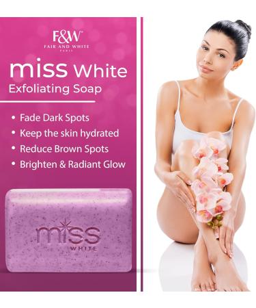 Fair & White Miss White Exfoliating Soap 7.7 oz - Skin Brightening Beauty Soap for Face, Knees & Body - Buy Online on SooperMarket.com