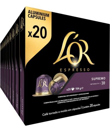 L'OR Espresso Supremo Coffee Pods Nespresso Compatible Aluminium Capsules Intensity 10 (Pack of 10 Total 200 Pods) - Buy Online on SooperMarket.com