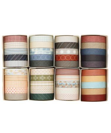 Knaid 40 Rolls of Slim Washi Tape Gift Box Set  Decorative Paper Tapes 10 mm Wide for Scrapbooking  DIY Arts and Crafts  Bullet Journal  Planner  Junk Journal  Notebooks (Minimalist)