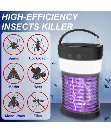 Mosquito Killer lamp Portable Bug Zapper Light Bulbs & Waterproof Camping Lantern 1800mAh Battery USB and Solar Rechargable LED Insect & Fly Killer for Outdoor Home Bedroom Backyard Patio Black - Buy Online on SooperMarket.com