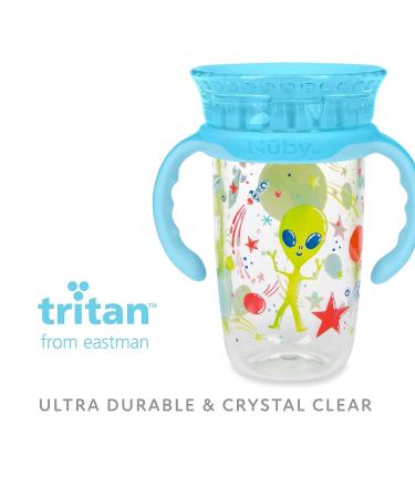 Nuby 360 Edge 2 Stage Drinking Cup | 10 Oz Space Aqua | Removable Handles & Hygienic Cover | 12M+ | 300 Ml 80809 - Buy Online on SooperMarket.com