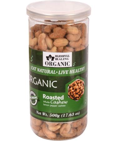 Blessfull Healing Organic Natural Vegan Lemon Pepper Roasted Whole Cashew Nuts Crunchy Kaju 500 Gram - Buy Online on SooperMarket.com