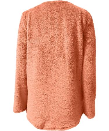 AMhomely Women's Plus Size Double Fleece Hoodie | Soft Teddy Fleece Hooded Jumper | V Neck Sweatshirt | Winter Lounge Top | Orange - Size M - Buy Online on SooperMarket.com