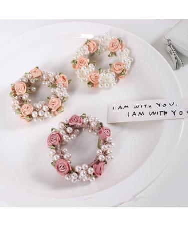 DORIS&JACKY Crystal Hair Tie Ponytail Holder with Rhinestone Beads - Handmade Hair Accessories for Women & Girls (3-flower with pearl 4 pcs) - Buy Online on SooperMarket.com