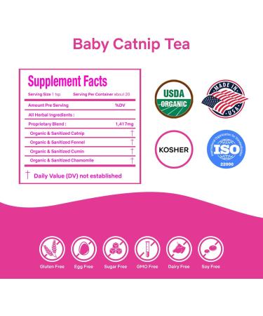 Secrets of Tea Catnip Colic Tea - USDA Organic Herbal Relief for Babies | Gas & Acid Reflux Relief, 20 Count - Buy Online on SooperMarket.com