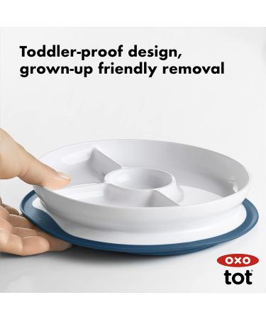 OXO Tot Stick & Stay Suction Divided Plate | Navy Blue | Best Child-Friendly Dinnerware for Easy Mealtime - Buy Online on SooperMarket.com