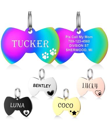 Yehanti dog brand with engraving - dog brand personalized with name telephone number and address stainless steel name tag for collar trailer brand for dogs cats and puppies (tie)