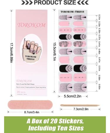 EBANKU Purple Blue Semi Cured Gel Nail Strips | Long Lasting Waterproof Nail Wraps with Cuticle Stick, File, Wipes | UV/LED Lamp Required | Pink and Black - Buy Online on SooperMarket.com