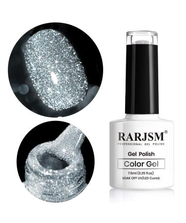 RARJSM Glitter Nail Polish Silver Nail Polish Gel Nail Polish 1PACK 7.5ML Soak Off Nail Lamp Required for Nail Art Design Salon Quality DIY Home RAR79