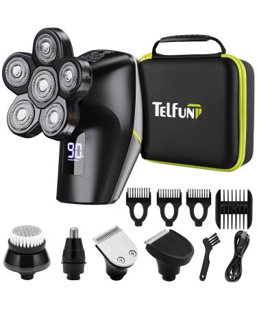 Head Shavers for Bald Men, Upgraded 5-in-1 Electric Razor for Men, IPX7-Waterproof, Faster-Charging Mens Grooming Kit Head Shaver with LED Display Beard Hair Nose Trimmer Facial Cleaning Massage Brush