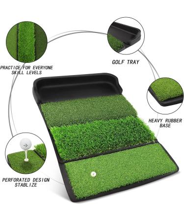 ENHUA Golf Hitting Mat - 24x17 inch Artificial Turf for Indoor/Outdoor Practice | Heavy Duty Training Mat with Ball Tray, 9 Tees - Buy Online on SooperMarket.com