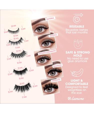 Magnetic Eyelashes with Eyeliner Kit - Magnetic False Eyelashes Multipack with Reusable Natural Magnetic Lashes - 5 Pairs Magnetic Fake Eyelashes Free Applicator Mirror & Protective Gift Storage Box - Buy Online on SooperMarket.com