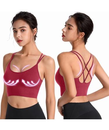 Shop Women's Padded Sports Bras - Yoga & Fitness Crop Tops in Red | International Shipping Available - Buy Online on SooperMarket.com