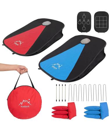 MonSports Portable Cornhole Set - 2 Collapsible Boards, 8 Bean Bags, Carrying Case - Outdoor Yard Toss Game for Kids & Adults - 3x2ft Oxford - Buy Online on SooperMarket.com