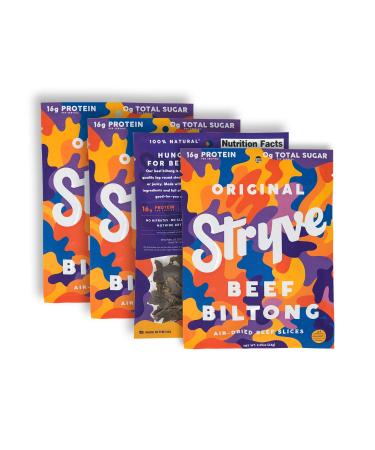 Stryve Original Biltong  Low Fat Low Carb Low Sugar  16g Protein  4 Pack of 2.25oz