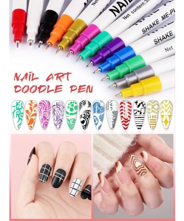 Shop 12 Color 3D Nail Art Pens Set - Kalolary Nail Polish Pens for DIY Nail Art & Manicure | International Shipping Available - Buy Online on SooperMarket.com