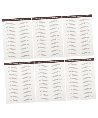 PLAFOPE 6pcs Eyebrow Stickers Brown Fake Eyebrows Brow Stickers Eyes Brow Shaper Hair Water Transfer Paper 5.8X1X0.1CM Brown