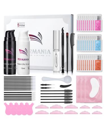 PERMANIA Lash Lift and Black Color Kit,Eyelash & Brow Lift 4 IN 1,Voluminous Color Make Eyebrow Lamination and Black 8 Weeks(Black+50PCS Tool) Black+50Tools