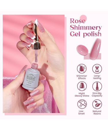 Rose Pink Glitter Gel Nail Polish - 12mL Sheer Nude Pink Shimmery Jelly Gel Polish - Buy Online on SooperMarket.com