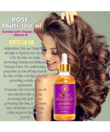 Rose Multi-Use Oil Organic Face Body Hair & Nail Cuticle Oil with Vitamin E | 4 oz - Buy Online on SooperMarket.com