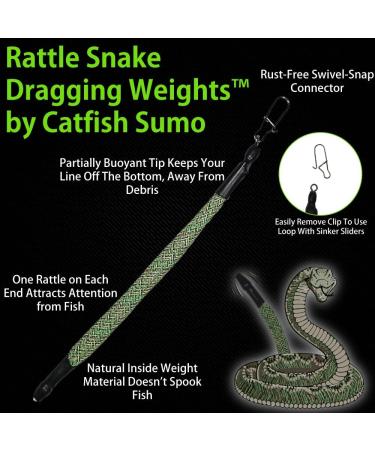 Rattle Snake Dragging Weights 4oz 5-Pack - Snagless Sinkers for Trolling, Drifting, and Catfish Attraction - Buy Online on SooperMarket.com