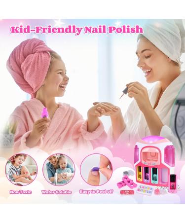 Herenear Kids Nail Polish Kit for Girls Kids Nail Polish Set with 2 In 1 Nail Dryer Set Nail Polish DIY Sticker Glitter Powder Rings Nail Art Kit Manicure Party Christmas Gift - Buy Online on SooperMarket.com